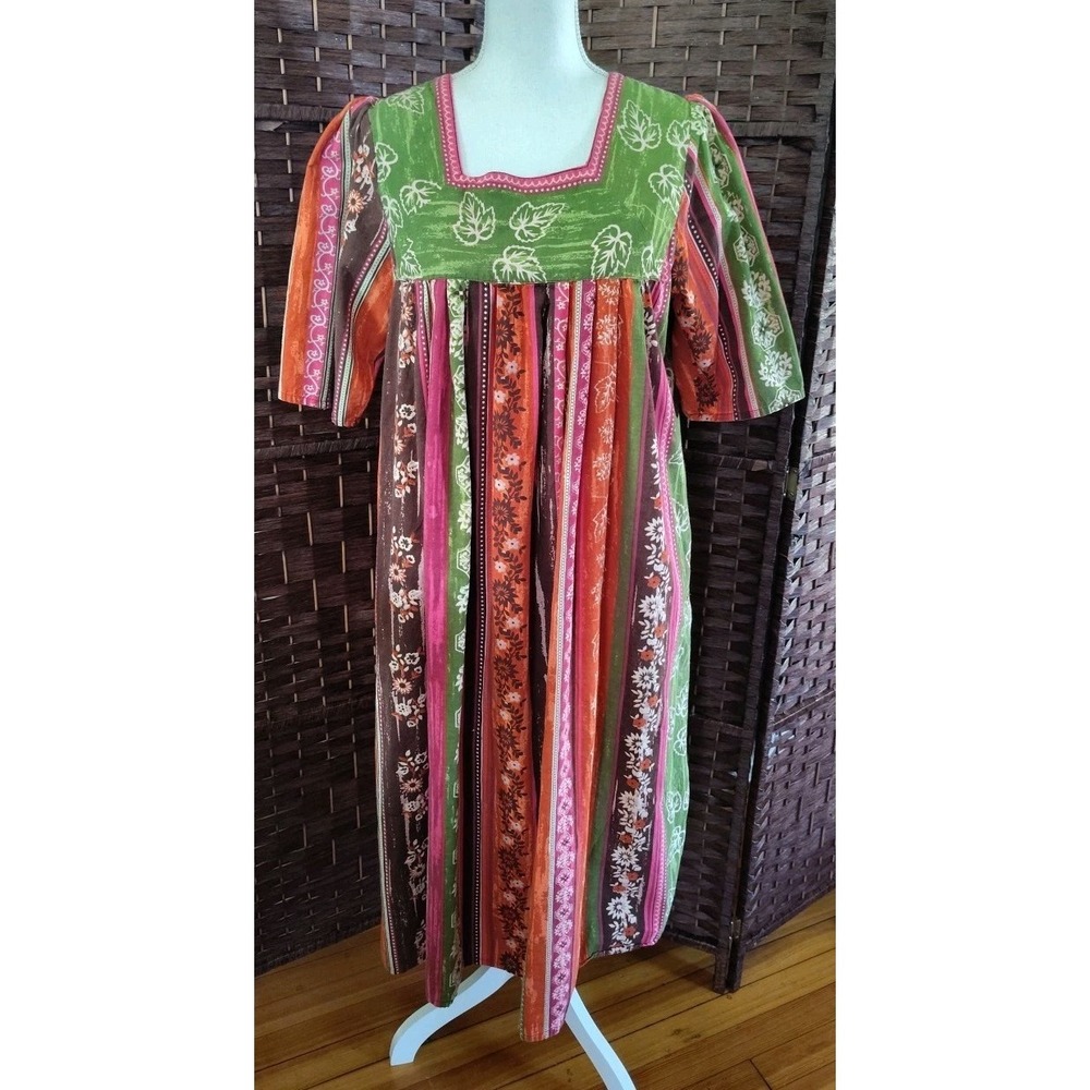 Vermont Country Store Prairie Dress Size L Colorful Cottagecore Floral Garden